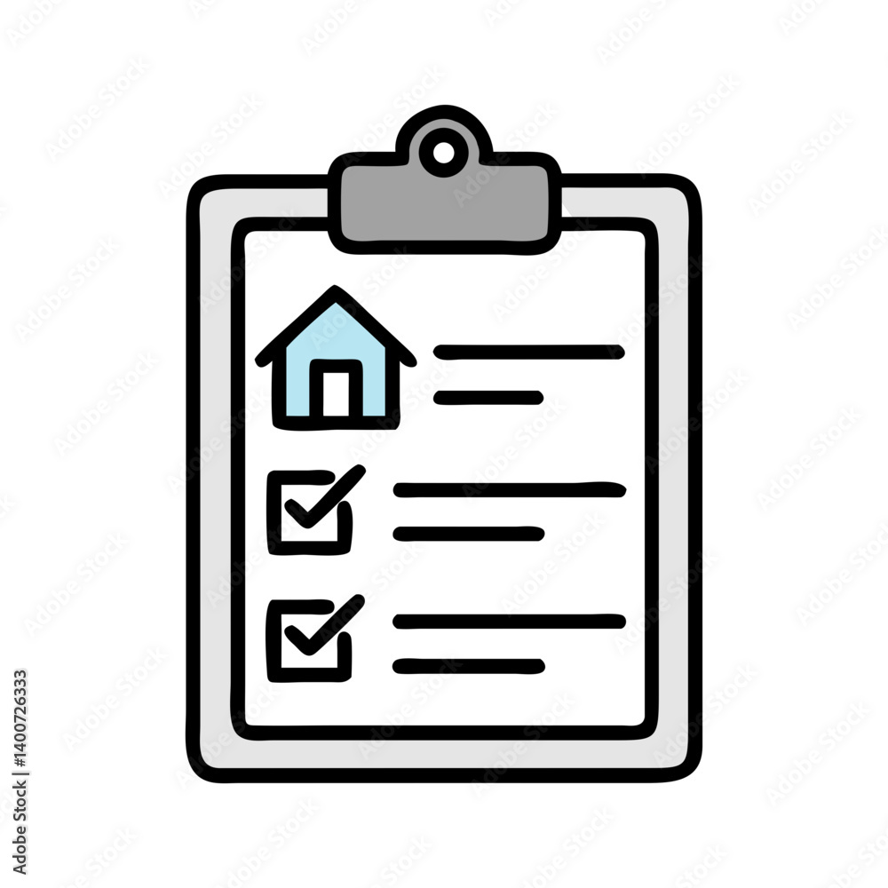 Aufkleber real estate property checklist on clipboard icon representing property inspection and management tas