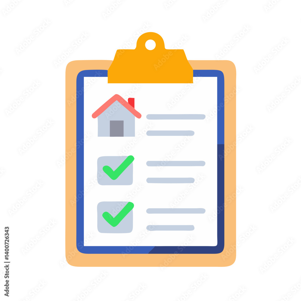 Aufkleber real estate property checklist on clipboard icon representing property inspection and management tas