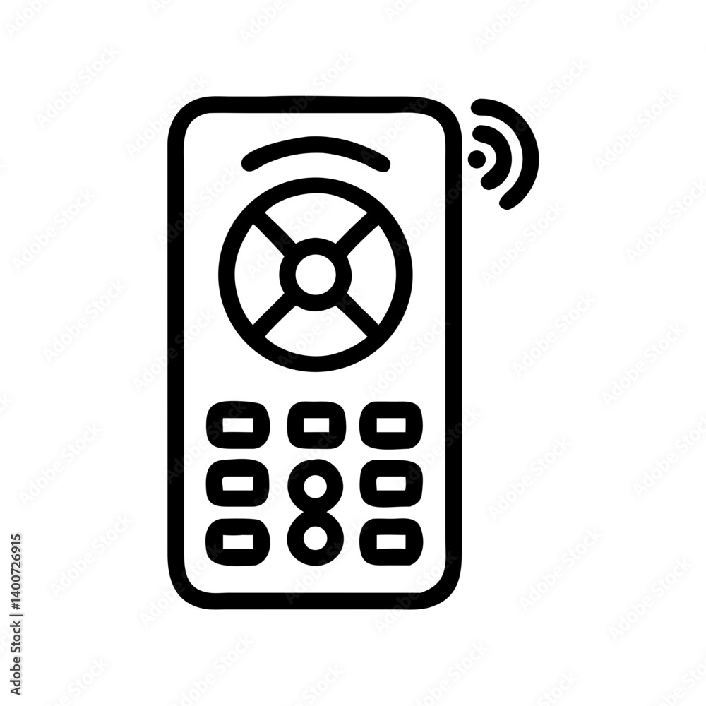 Aufkleber Remote Control with Fan Symbol Icon Representing Airflow Adjustment and Cooling Device Operation