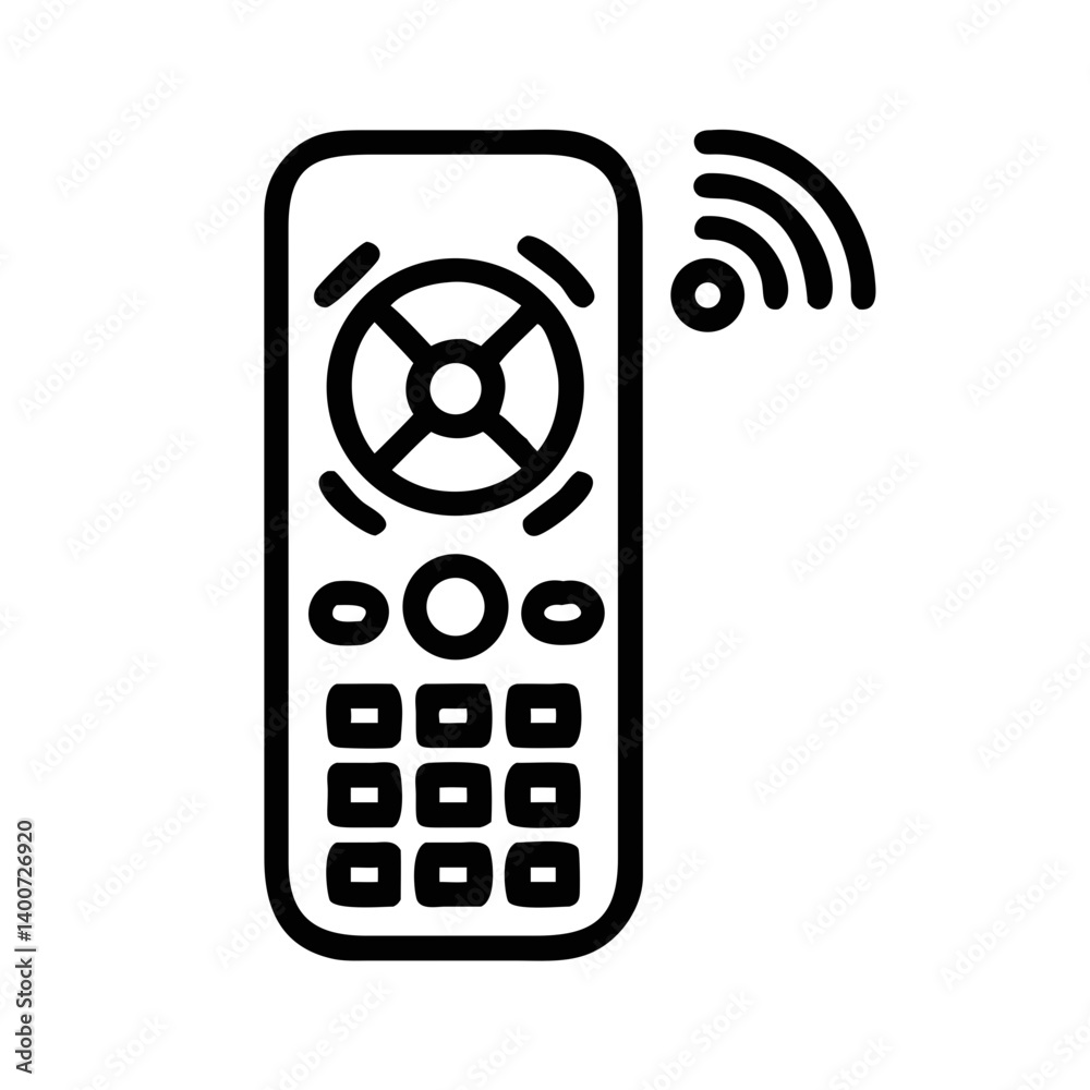 Aufkleber Remote Control with Fan Symbol Icon Representing Airflow Adjustment and Cooling Device Operation