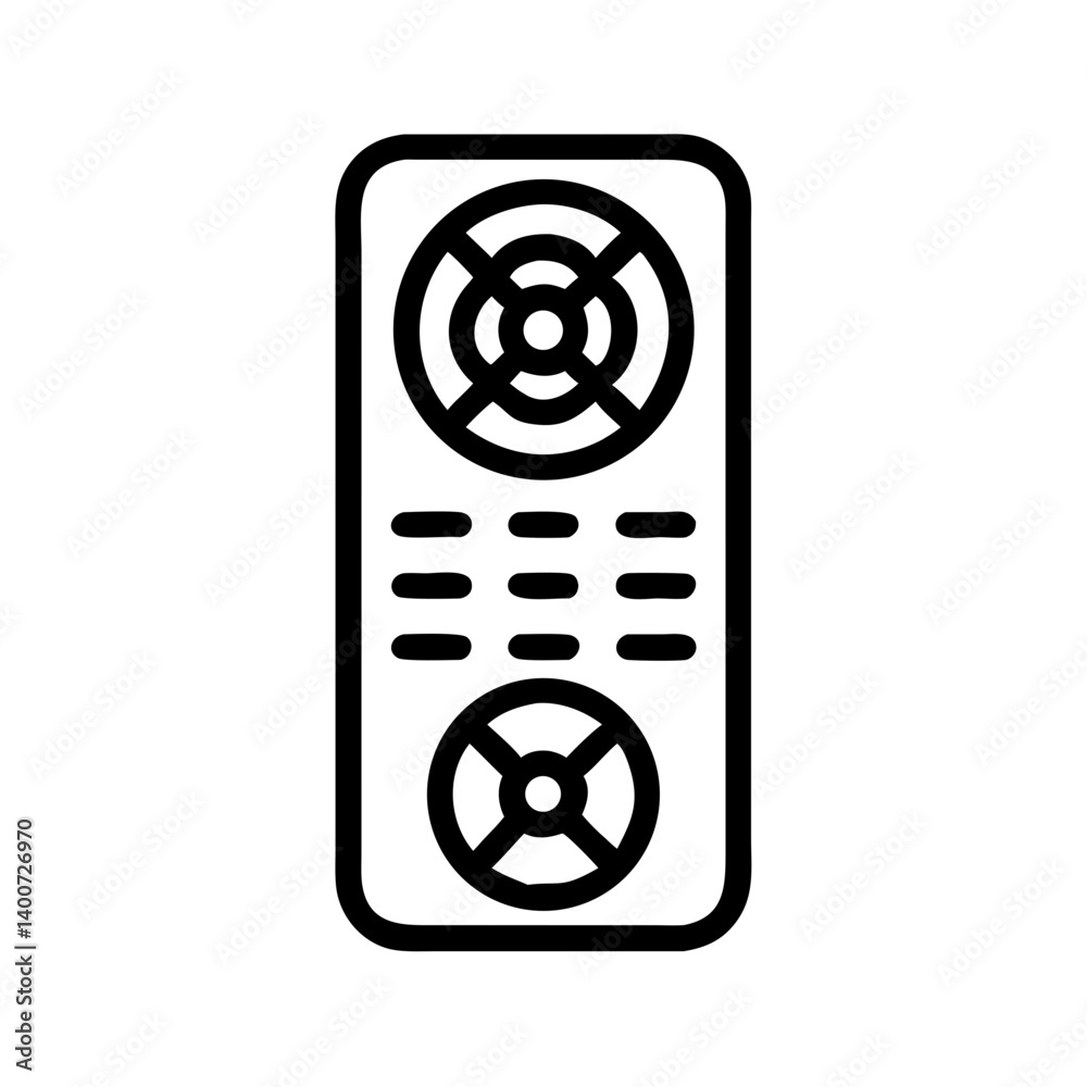 Aufkleber Remote Control with Fan Symbol Icon Representing Airflow Adjustment and Cooling Device Operation