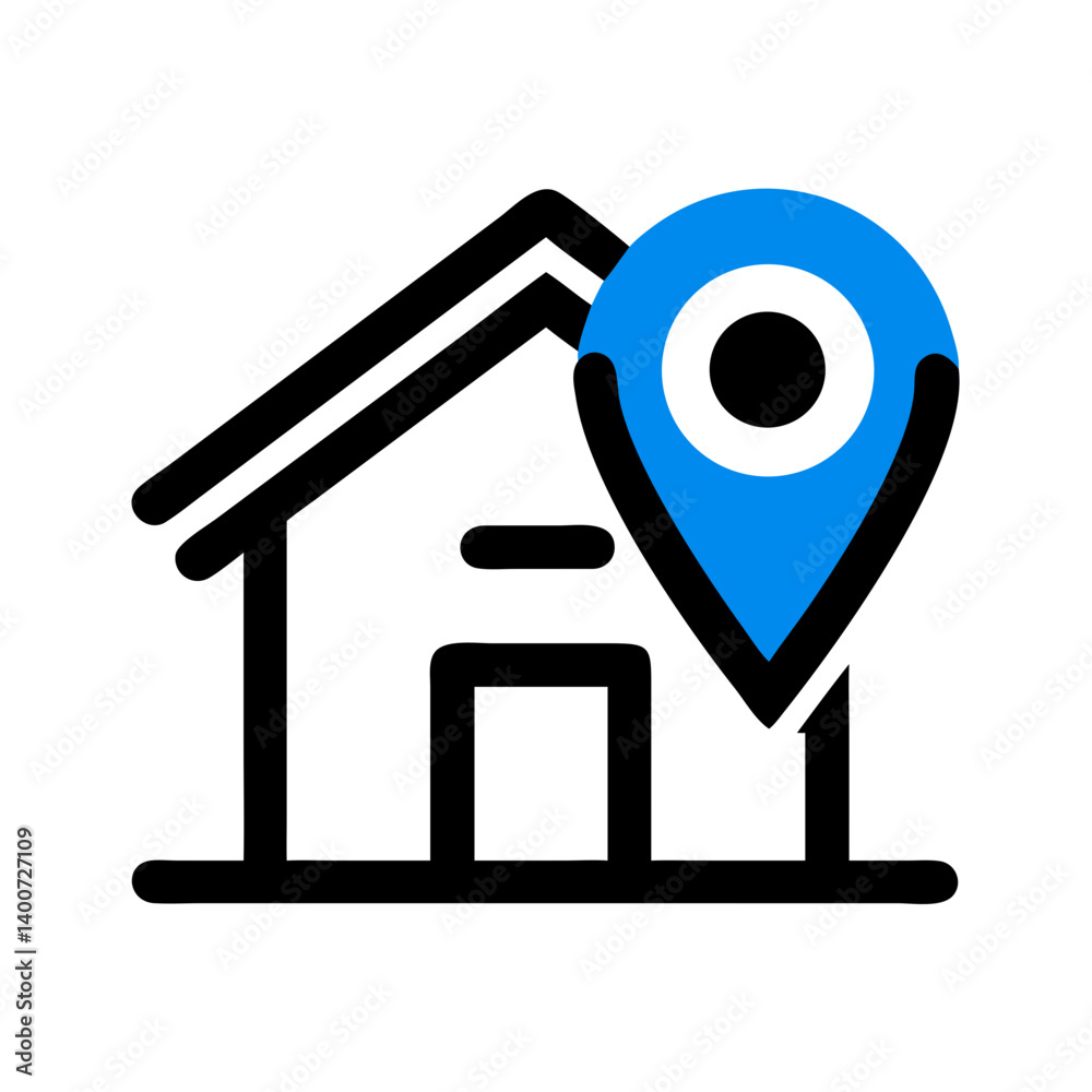 Poster Residential House Location Icon Representing Home Address and Property Mapping