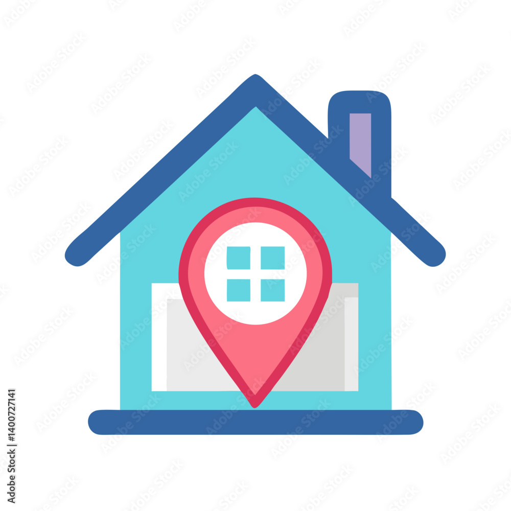 Poster residential house location icon representing home address and property mapping