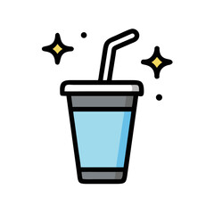 Obraz premium Beverage Cup with Straw and Sparkles Icon Design