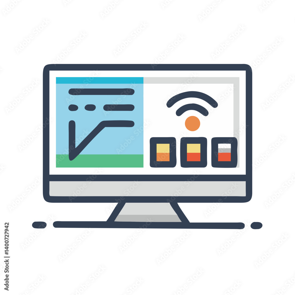 Poster smart television display icon representing digital entertainment and streaming technology
