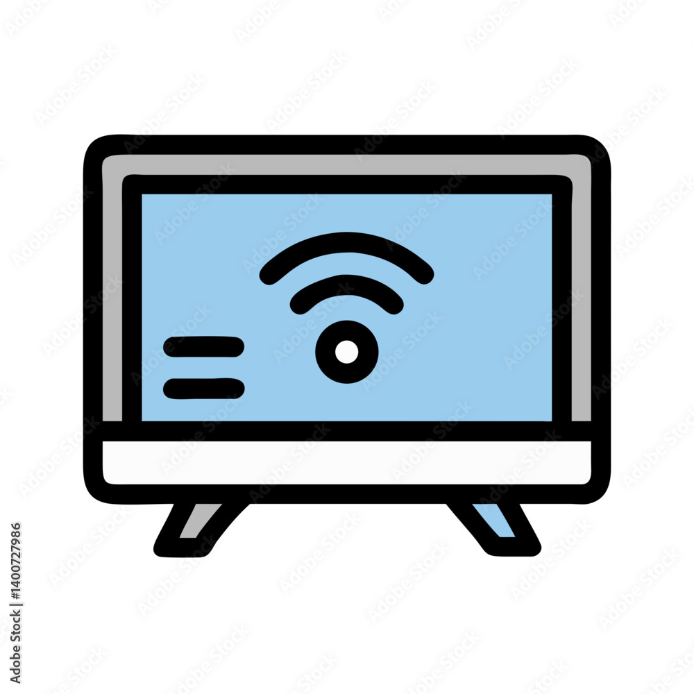 Poster smart television display icon representing digital entertainment and streaming technology
