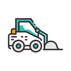 Obraz premium Skid Steer Loader Machine Icon Representing Compact Construction Equipment and Earthmoving Tool