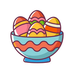 Bowl of Colorful Celebration Eggs Icon Design