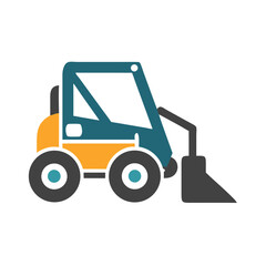 Fototapeta premium Skid Steer Loader Machine Icon Representing Compact Construction Equipment and Earthmoving Tool