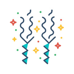 Confetti Streamers with Sparkle Effects Icon Design