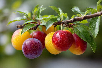Obraz premium name: plum tree with ripe plums,