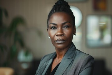 Portrait of confident mature Black business woman in office