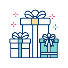 Wrapped Birthday Gift Boxes with Ribbons Icon Design