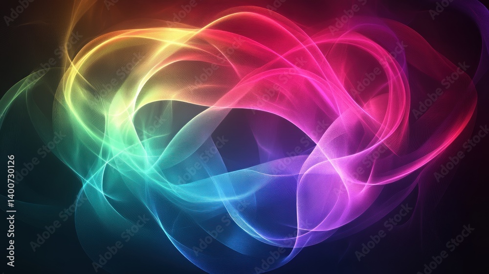 Poster abstract multicolored light trails creating a dynamic and mesmerizing visual effect radiating a sens