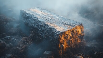 Naklejka premium Massive rock, golden light