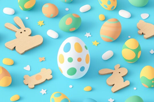 Colorful Easter Egg Hunt Celebration Bright Background Digital Illustration Festive Environment Playful Viewpoint Joyful Concept