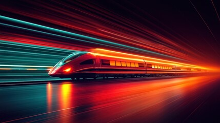 Fototapeta premium High-speed train streaks through tunnel