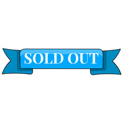 Blue Rectangular Ribbon Sold Out Banner