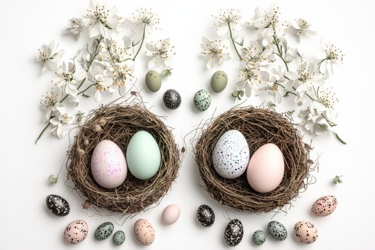 Easter Egg Decoration Home Setting Creative Photography Natural Environment Top-Down View Spring Inspiration