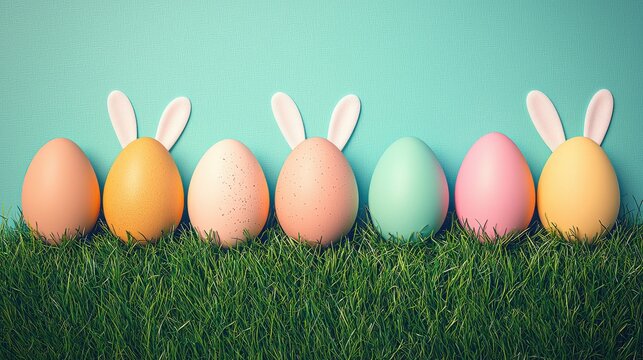 Colorful Easter Eggs Display on Green Grass Spring Celebration Festive Decor Bright Atmosphere Close-Up View Seasonal Joy