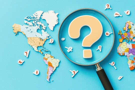 Exploring Global Geography Mysteries World Map Educational Image Bright Environment Top-Down View Knowledge Concept
