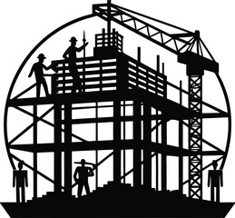 Building Construction Silhouette Vector | Architecture, Urban & Industrial Scene