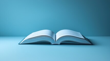 Obraz premium Open book on a light blue surface