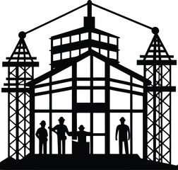 Building Construction Silhouette Vector | Architecture, Urban & Industrial Scene