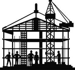Building Construction Silhouette Vector | Architecture, Urban & Industrial Scene