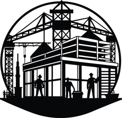 Building Construction Silhouette Vector | Architecture, Urban & Industrial Scene