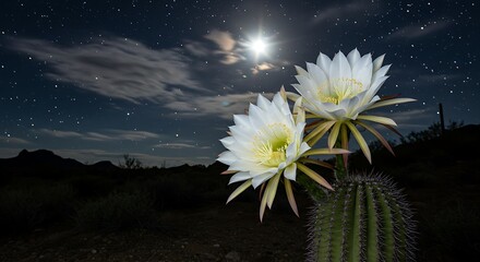 A night-blooming cactus that opens under moonlight.