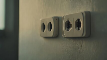 Electrician wiring outlets in a new home. Featuring expertise and precision