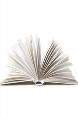Open Book with Fanned Pages on White Background
