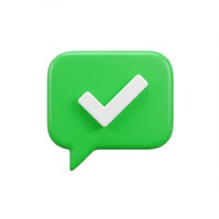 Green message with check mark icon on white background