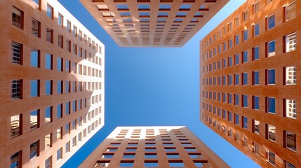 Modern buildings facades with a geometric design