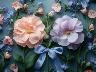 editorial-style flower flat lay for luxury packaging cover