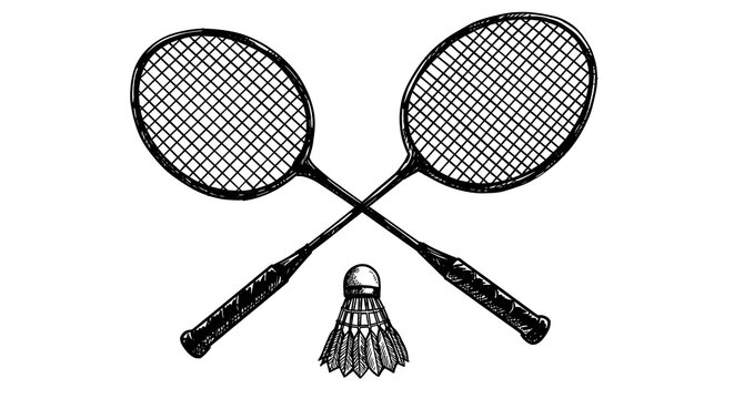 Badminton Rackets and Shuttlecock Sketch
