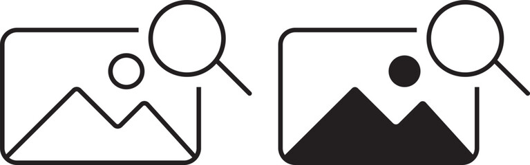 photo search icon set or gallery search icon set. Search Image icons. magnifying glass icon search image gallery. Image Searching Design

