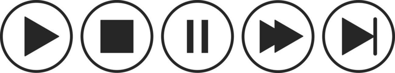  Play button icon. Right button. Icon for design. music start sign.  play bar template with button play or pause
