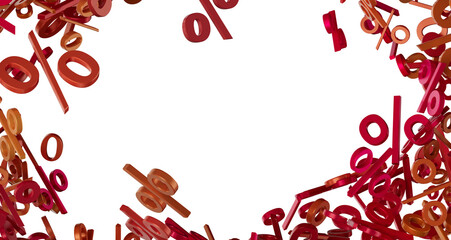 percent shopping digital in 3d. background