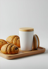 White ceramic mug with croissants