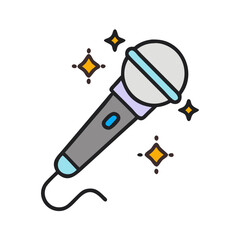 Microphone with Sparkle Accents Icon Design