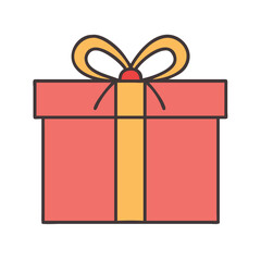 Wrapped Gift Box with Ribbon Bow Icon Design