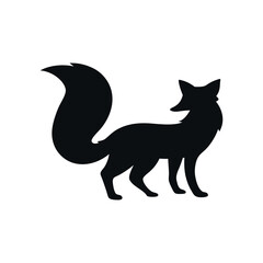 Elegant Black Fox Silhouette Vector Illustration For Wildlife And Design Projects Isolated On White