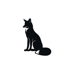 Elegant Silhouette Of Seated Fox Animal Vector Illustration Design On White Background