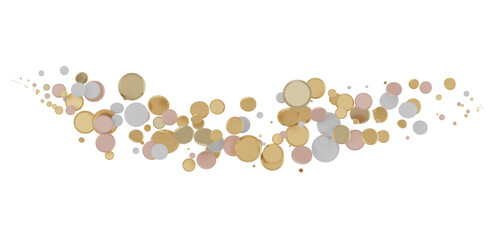 Cascading Celebration: Striking 3D Illustration Showcasing an Abundance of gold Confetti