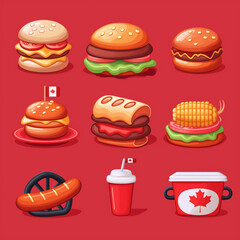 Canada Day BBQ Sticker Set (vector)