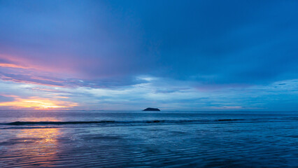 Sunset on sea, Summer sky background