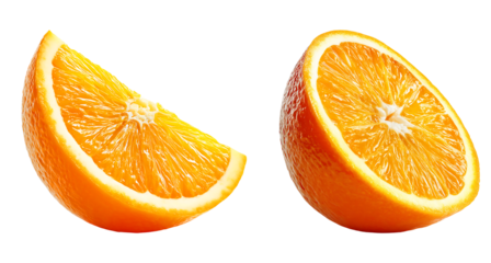 Fresh orange slice isolated on transparent background.