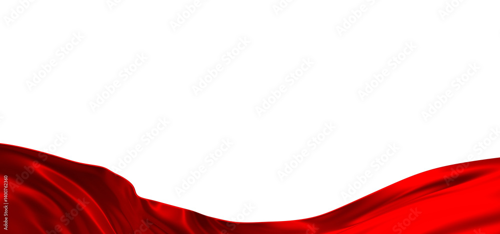 Poster flowing red cloth background, 3d rendering.